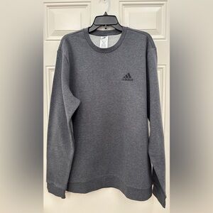 NWT Adidas Men's XL Dark Grey Heather Crewneck Feelcozy Sweatshirt Fleece Lined